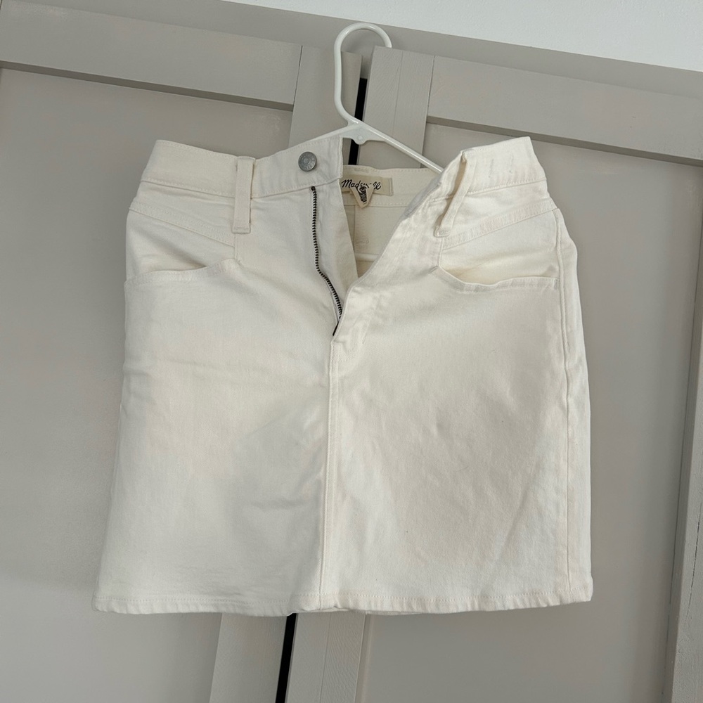 Madewell White Denim Mini Skirt